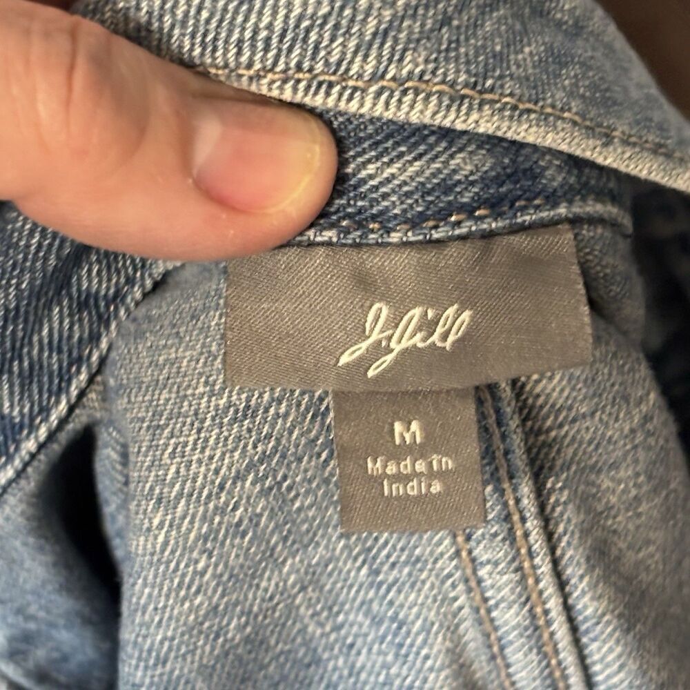 J. JILL VINTAGE Button Down Two Pocket Pleated Classic Blue DENIM JACKET Size M - Picture 14 of 16